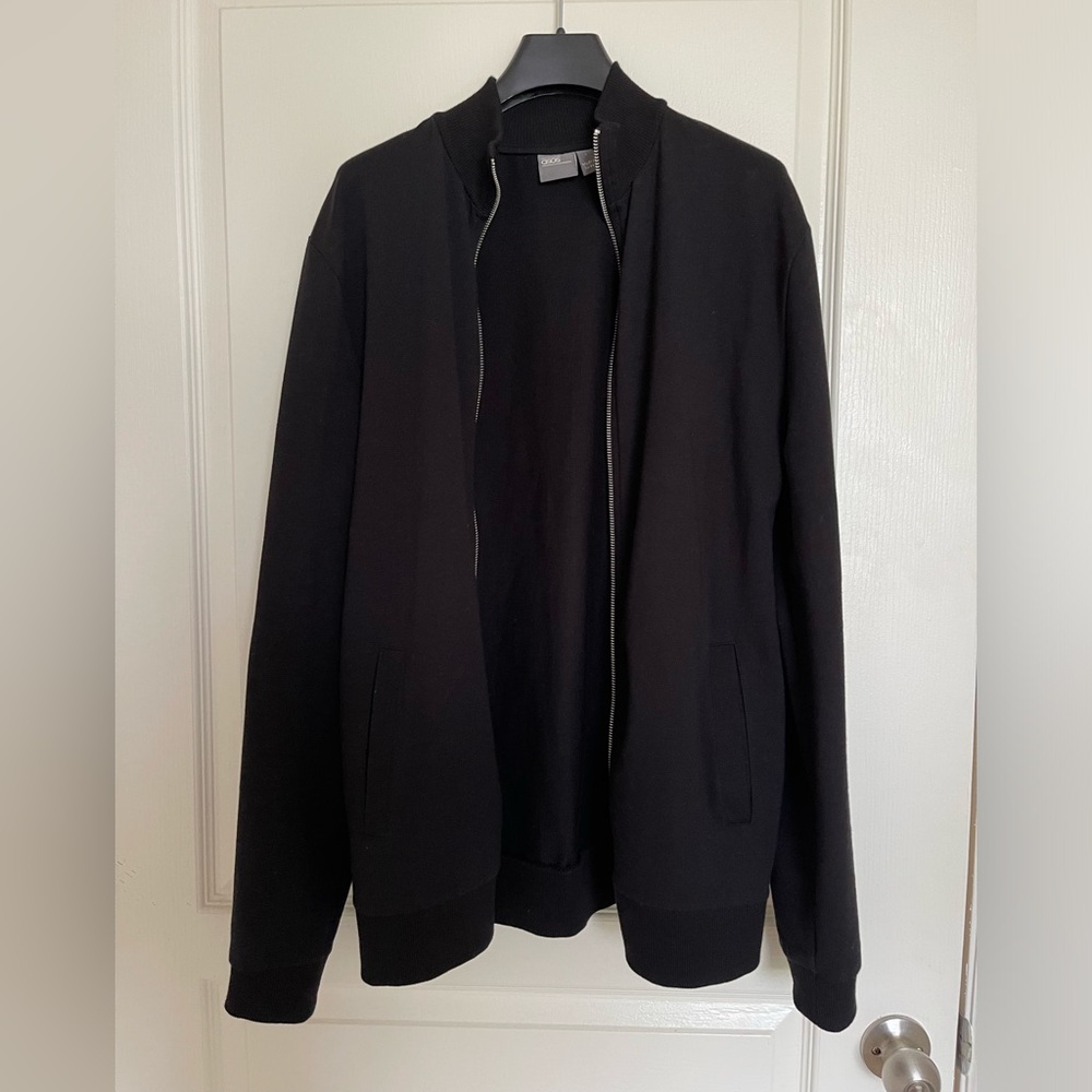New Asos Mens Black Zip Up Sweatshirt Jacket Long sleeve. Size L (Slim)